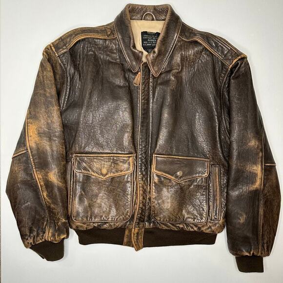 Avirex Brown Old Leather Flight Jacket - Picture 1 of 8